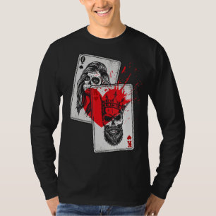 Camiseta King and Queen Skull and Catrina Tocando Cartões