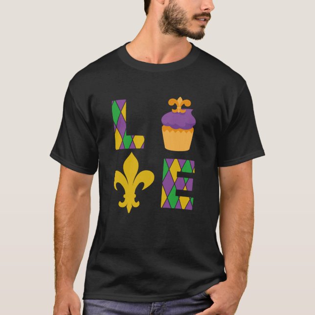 Camiseta King Cake Love Mardi Gras Parade Shenanigans Carni (Frente)