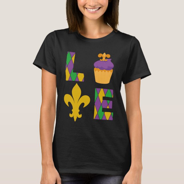 Camiseta King Cake Love Mardi Gras Parade Shenanigans Carni (Frente)