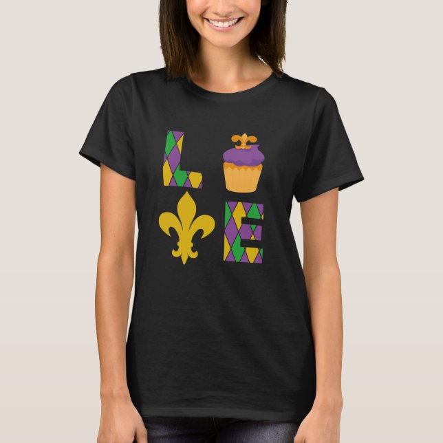 Camiseta King Cake Love Mardi Gras Parade Shenanigans Carni (Frente)