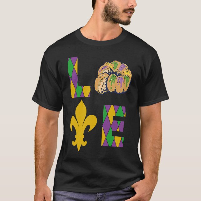 Camiseta King Cake Love Mardi Gras Parade Shenanigans Carni (Frente)