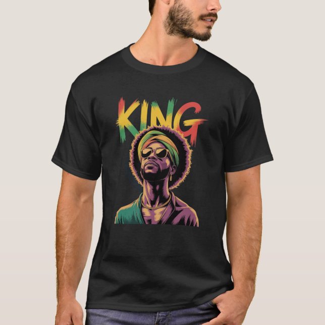 Camiseta King - Design do Orgulho Negro - Cores de Massas (Frente)