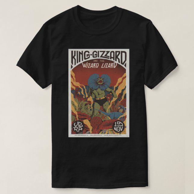Camiseta King Gizzard e o poster Cla do Assistente do Lizar (Frente do Design)