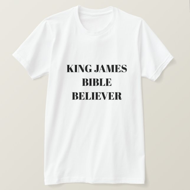 Camiseta King James Bíblia Acredita Ministro Light (Frente do Design)
