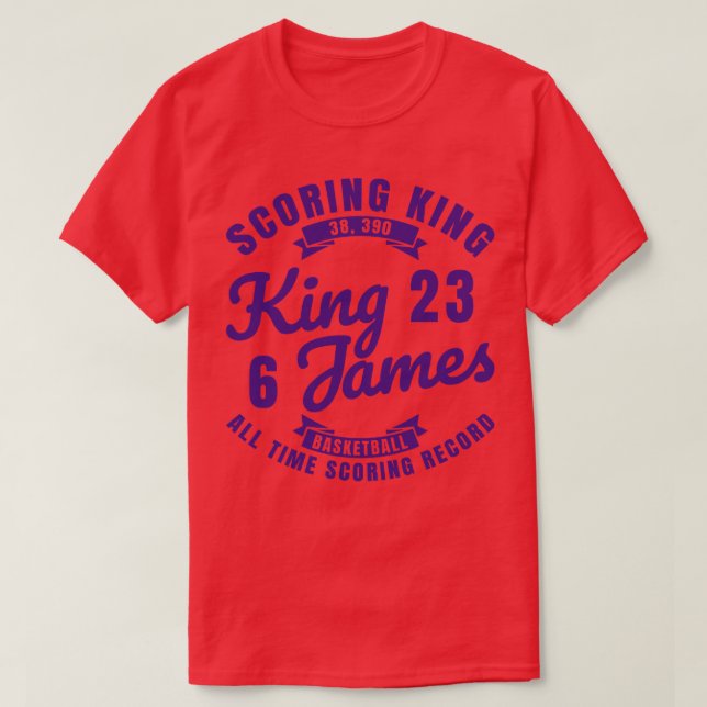 Camiseta King James The Scoring King Basball Texto Roxo (Frente do Design)