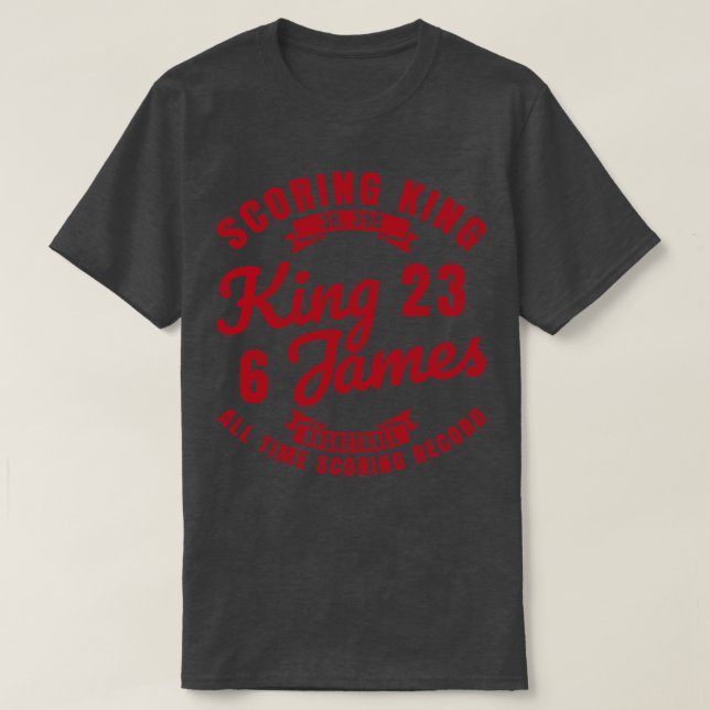 Camiseta King James The Scoring King Basball Texto Vermelho (Frente do Design)