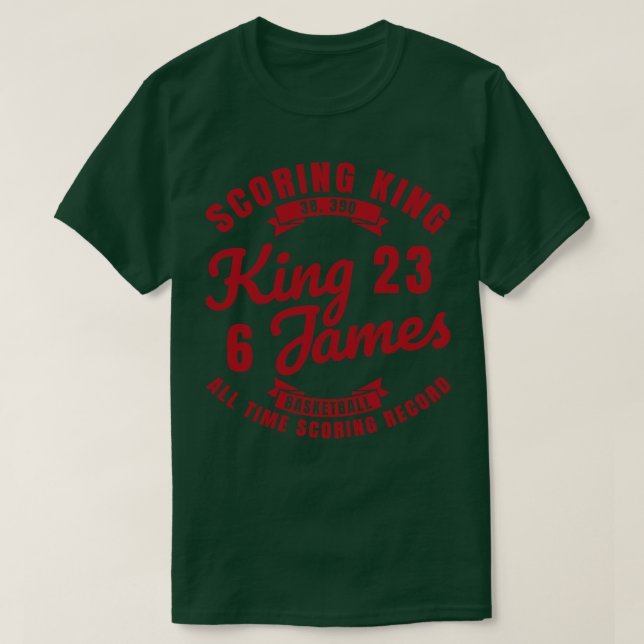 Camiseta King James The Scoring King Basball Texto Vermelho (Frente do Design)