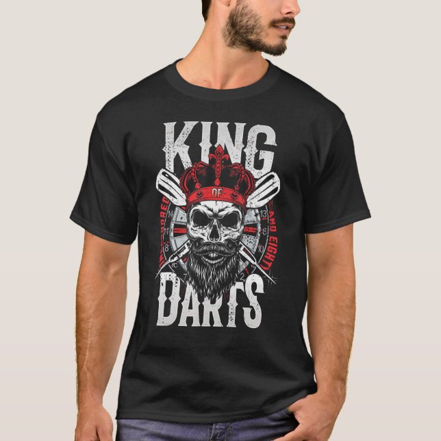 Camiseta King of Darts Retro Skull & Dartboard 180 Men's D (Frente)