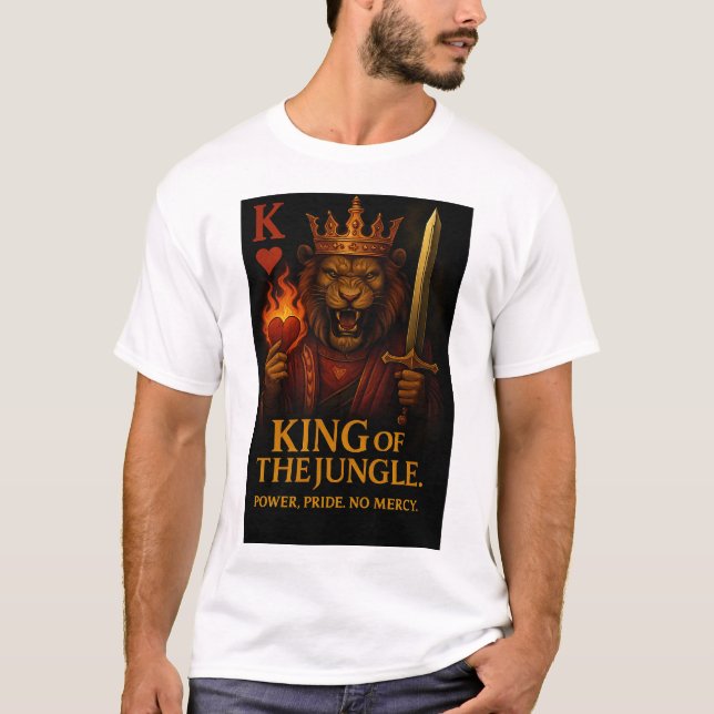 Camiseta King of the Jungle Art – Powerful Lion and Fire (Frente)