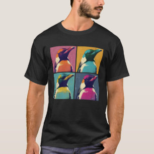 Camiseta King Penguin Pop Ilustração de Animais Coloridos