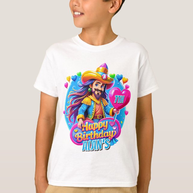Camiseta King Pirate Birthday Kids dá ilustração (Frente)