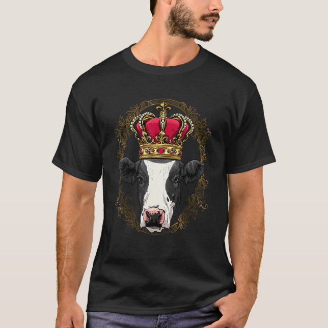 Camiseta King Queen Cow Cattle Heifer Princess Cow  Farmer (Frente)