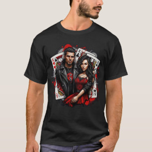 Camiseta King & Queen Street Art T-Shirt Negrito Vermelho e
