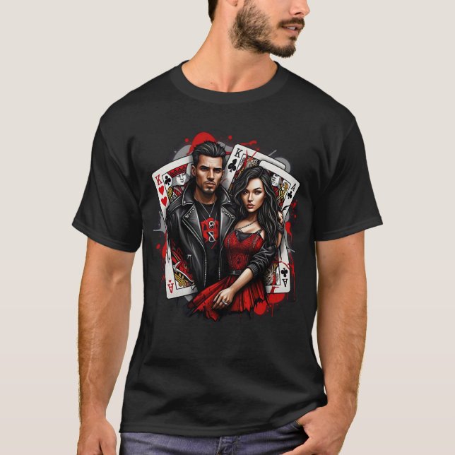 Camiseta King & Queen Street Art T-Shirt Negrito Vermelho e (Frente)