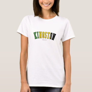 Camiseta Kingston em cores da bandeira nacional de Jamaica
