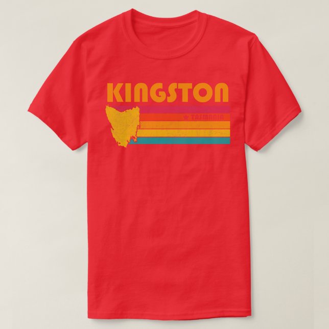 Camiseta Kingston Tasmania Vintage angustiou Souvenir (Frente do Design)