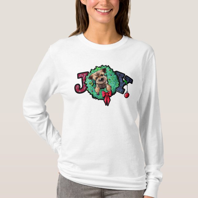 Camiseta KiniArt Border Terrier Christmas (Frente)