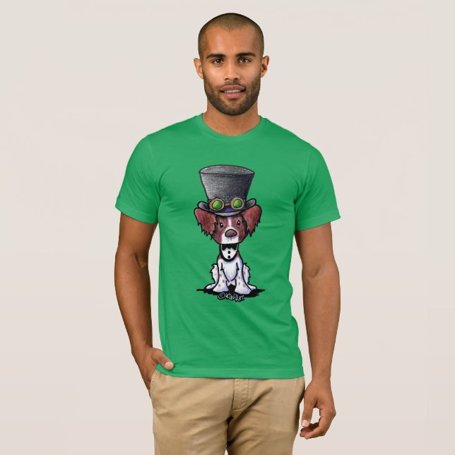 Camiseta KiniArt Brittany Dog Steampunk Tophat (Frente Completa)