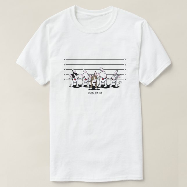 Camiseta KiniArt Bully Lineup Bull Terrier T-Shirt (Frente do Design)