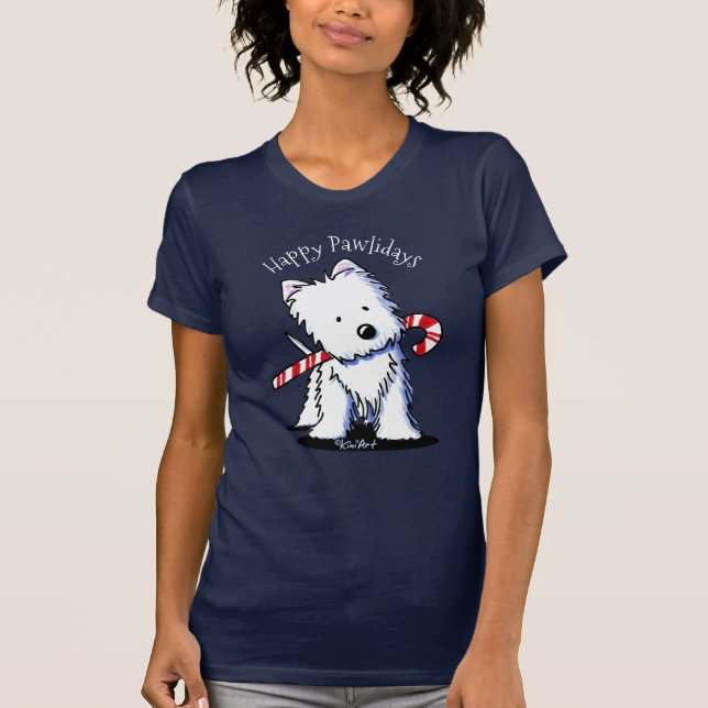 Camiseta KiniArt Candy Cane Westie (Frente)