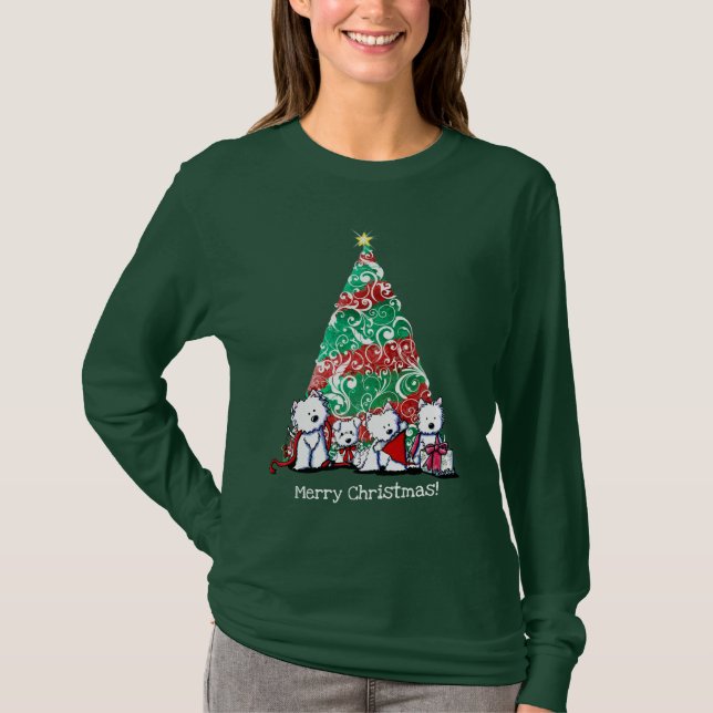 Camiseta KiniArt Christmas Westies (Frente)