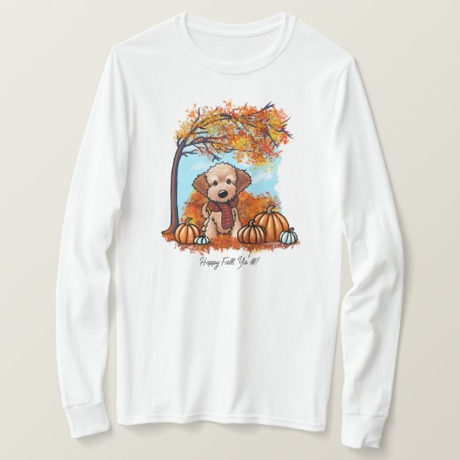 Camiseta KiniArt Goldendoodle outono (Frente do Design)