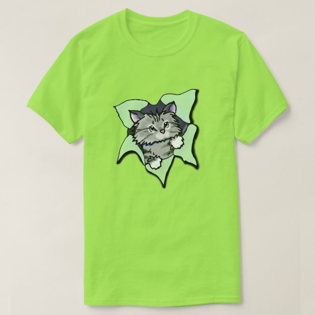Camiseta KiniArt Gray Kitty Blast (Frente do Design)
