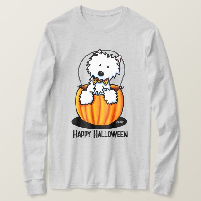 Camiseta KiniArt Halloween Westie Terrier T-Shirt (Frente do Design)