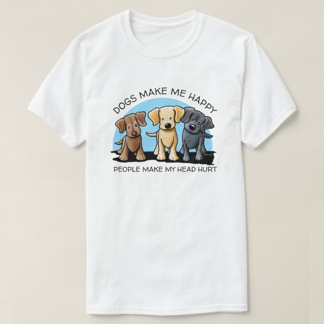 Camiseta KiniArt Labrador Trio T-Shirt (Frente do Design)