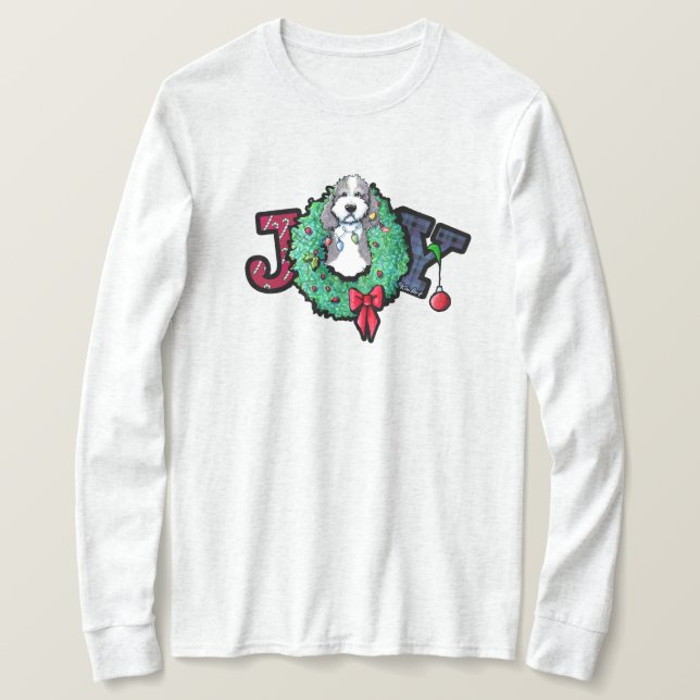 Camiseta KiniArt Parti Doodle Alegria de Natal (Frente do Design)