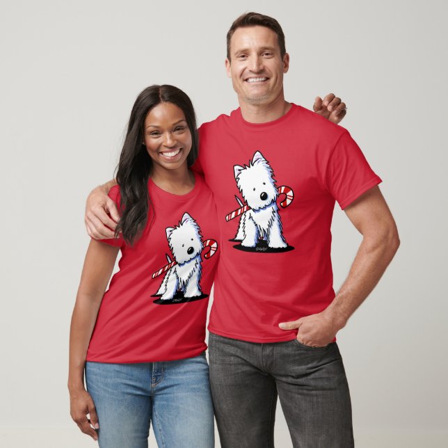 Camiseta KiniArt Westie Candy Cane Cutie (Unissex)