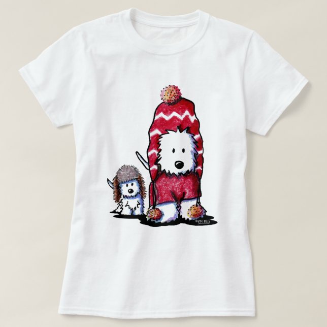 Camiseta KiniArt Winter Westies (Frente do Design)