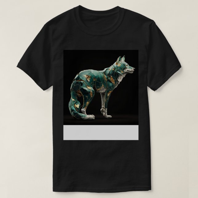 Camiseta Kintsugi Jade Wolf Aof Força e Resiliência 1 (Frente do Design)