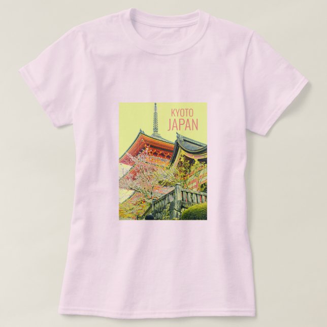 Camiseta Kioto, Japão, cereja floresce viagem (Frente do Design)