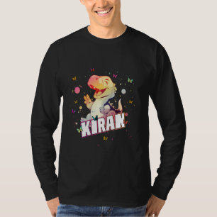 Camiseta KIRAN - Nome de Menino Bonito com Dinossauro Giro