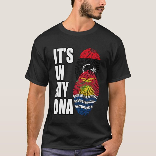Camiseta Kiribati E Líbia Misturar DNA Heritage Flag (Frente)