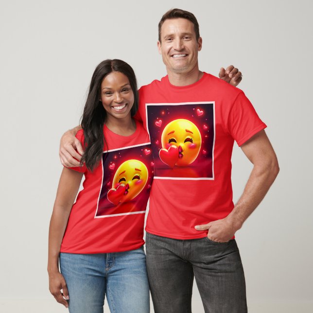 Camiseta Kiss Emoji: Love and Hearts Art (Unissex)