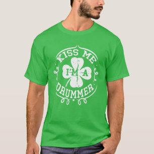 Camiseta Kiss Me I'm A Drummer Funny St Patrick's Day Gifts