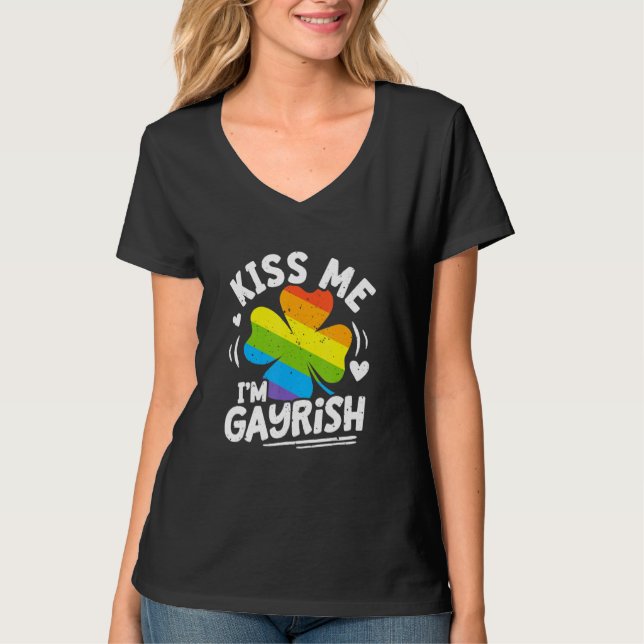 Camiseta Kiss Me I'm Gayrish St Patrick's Day Gay Prides Sh (Frente)