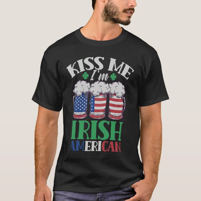 Camiseta Kiss Me I'm Irish American Ireland Roots Family Us (Frente)