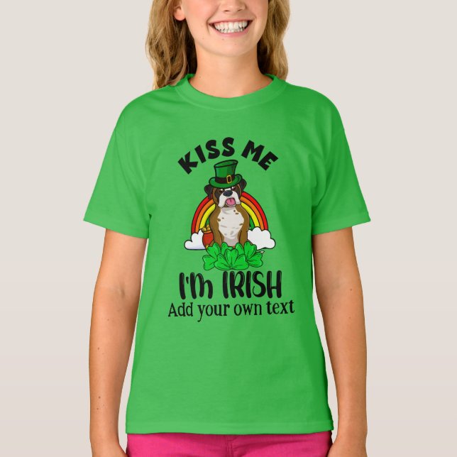 Camiseta Kiss Me I'm Irish, Funny St. Patrick's Day Puppy (Frente)