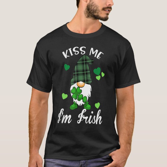 Camiseta Kiss Me I'm Irish Gnome Shamrock C Saint Patrick D (Frente)