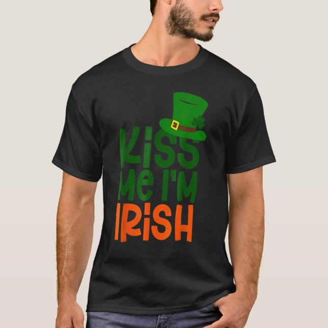 Camiseta Kiss Me I'm Irish Leprechaun Hat St Patricks Day (Frente)