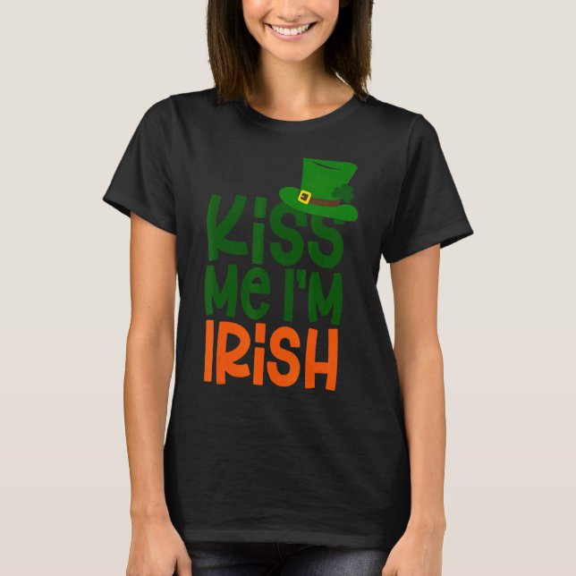 Camiseta Kiss Me I'm Irish Leprechaun Hat St Patricks Day (Frente)