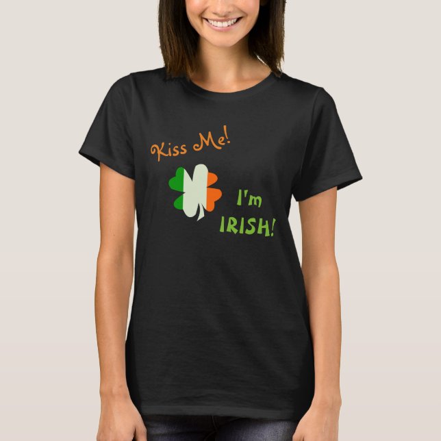 Camiseta Kiss Me Irish Flag Shamrock (Frente)