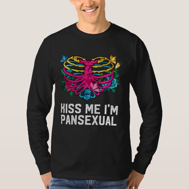 Camiseta Kiss Me Pansexual LGBTQ Pan Pride  Party (Frente)
