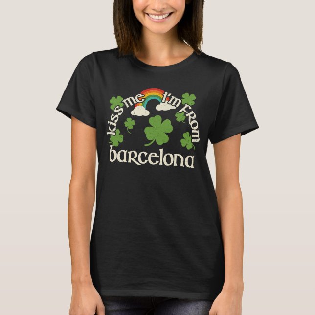 Camiseta Kiss Me Shamrock  City St Patrick's Day Barcelona (Frente)