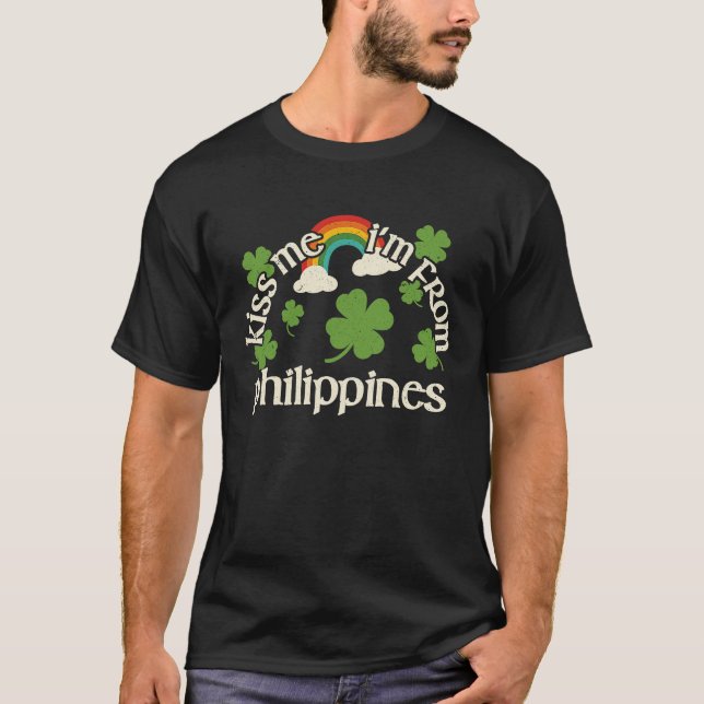 Camiseta Kiss Me Shamrock  Funny St Patrick's Day Philippin (Frente)