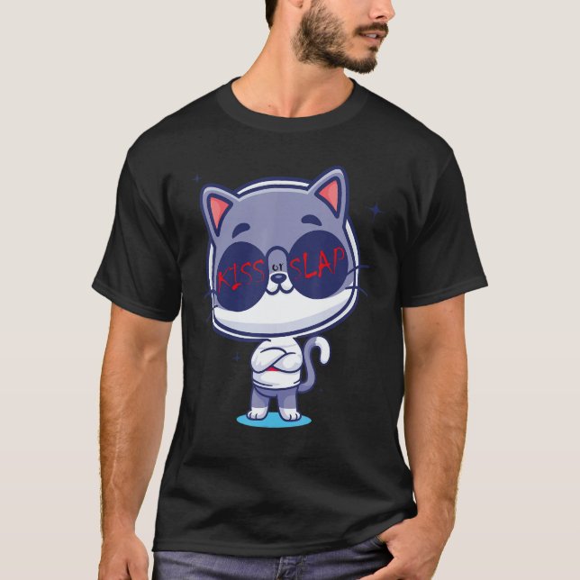 Camiseta Kiss or Slap   cat (Frente)