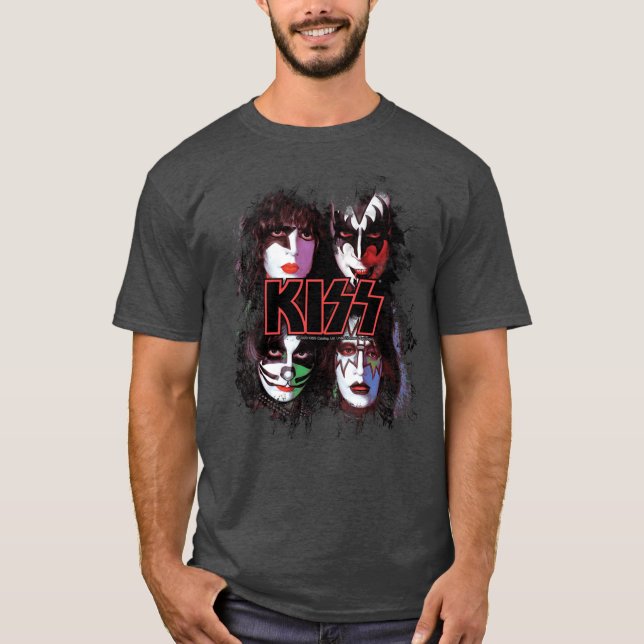 Camiseta KISS the Band All Members Faces brush effect (Frente)